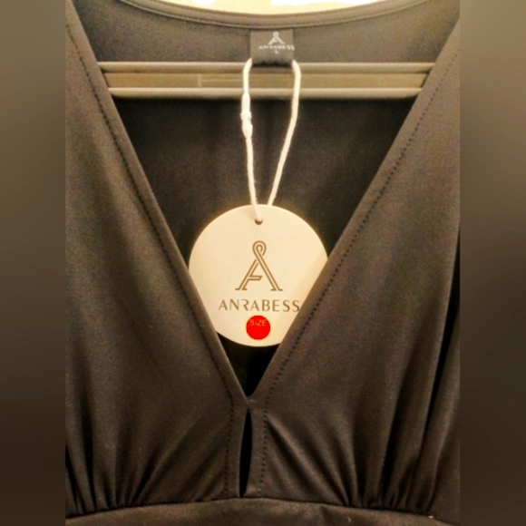 ANRABESS Black Long Sleeve Deep V Neck Maxi Dress Large - Picture 7 of 7